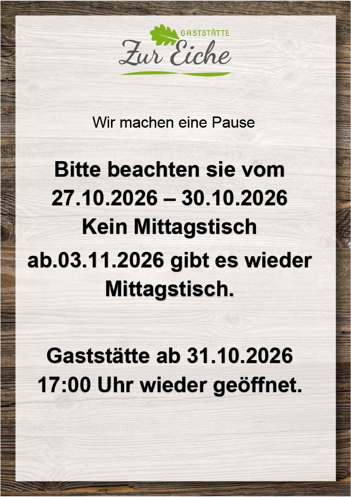 Tagesessen 27.10.2026Urlaub